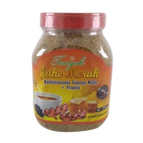 

Jahe Merah Instan Inayah Plus Habbatussauda Ginseng Madu Propolis | 330gr Toples