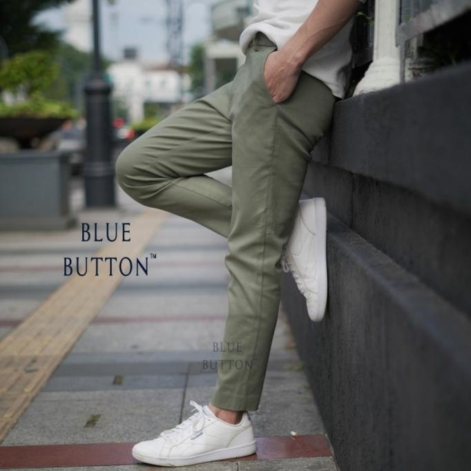 BlueButton Smart Chino Ankle Pants SlimFit Celana Panjang Pria - Sage