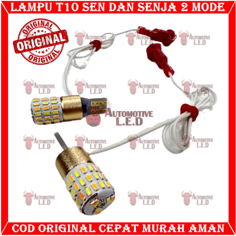 ORIGINAL LAMPU LED T10 54 MATA LED DAJJAL 2 IN 1 2 WARNA LAMPU SENJA MOTOR LAMPU SEIN MOTOR