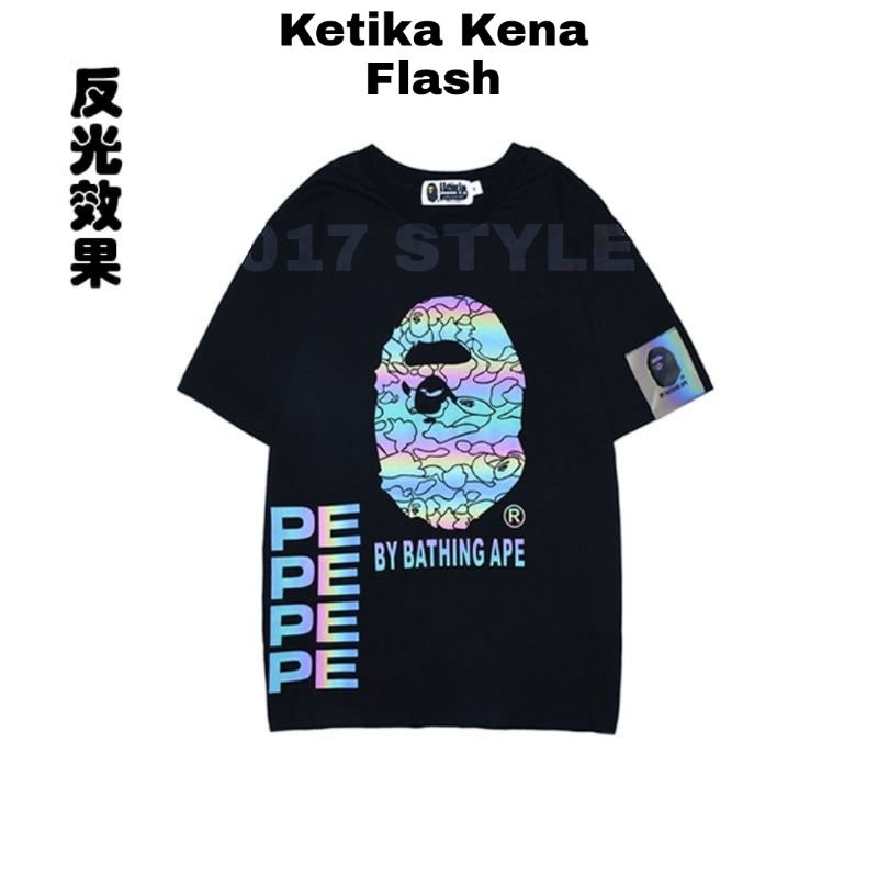 Kaos Bape - Kaos Reflective Rainbow - Kaos Distro Pria Dewasa Terbaru