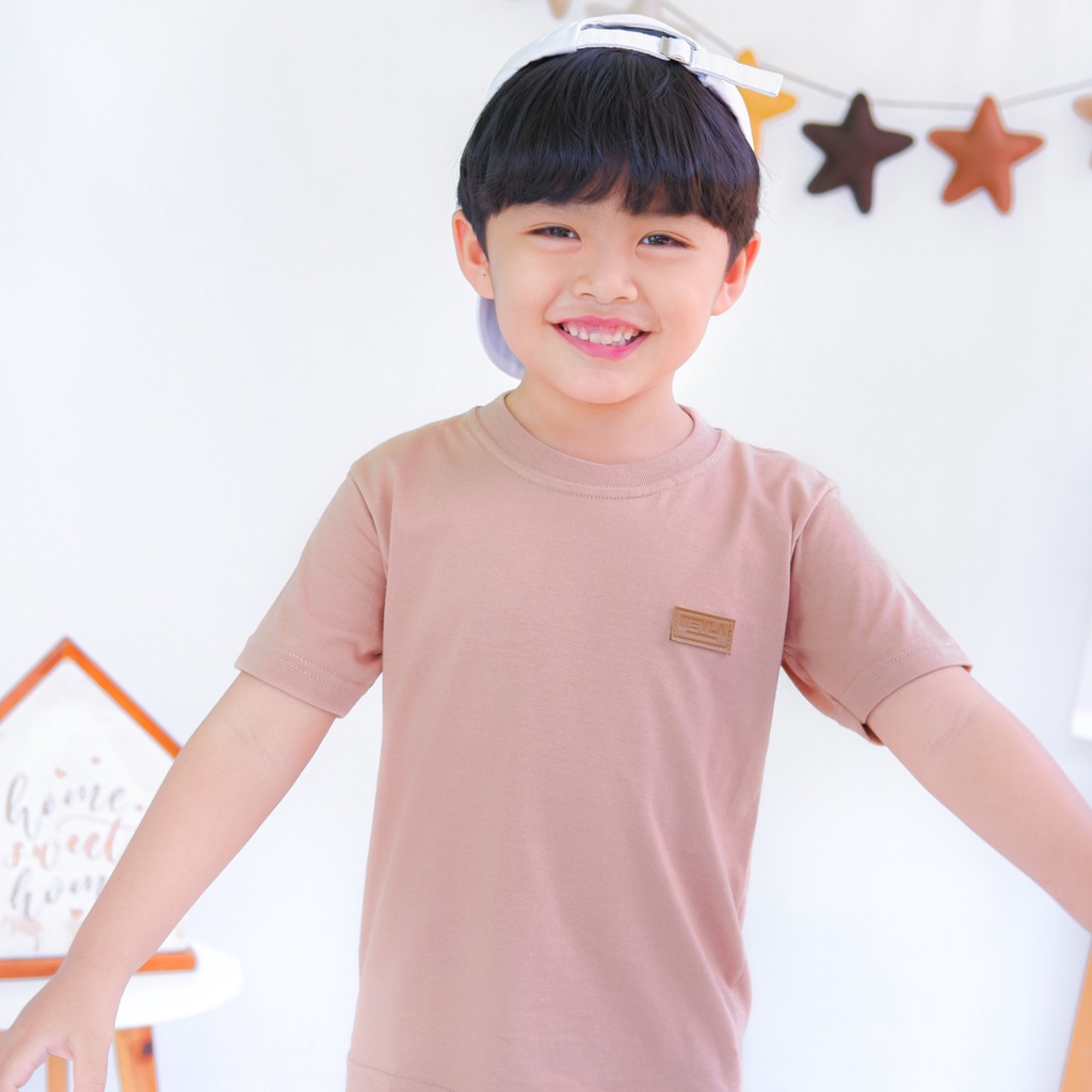 Kaos Polos Anak Laki Laki Perempuan Branded Premium Original | Mevla Kids - Kenzi Choco