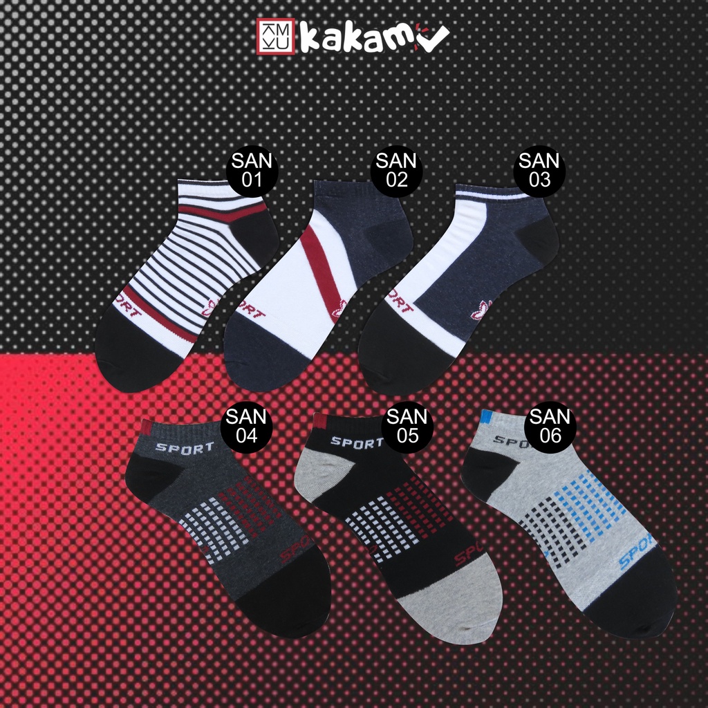 Kakamu Kaos Kaki  Sport Dewasa Kekinian Pria &amp; Wanita Motif MIX 12 Pasang