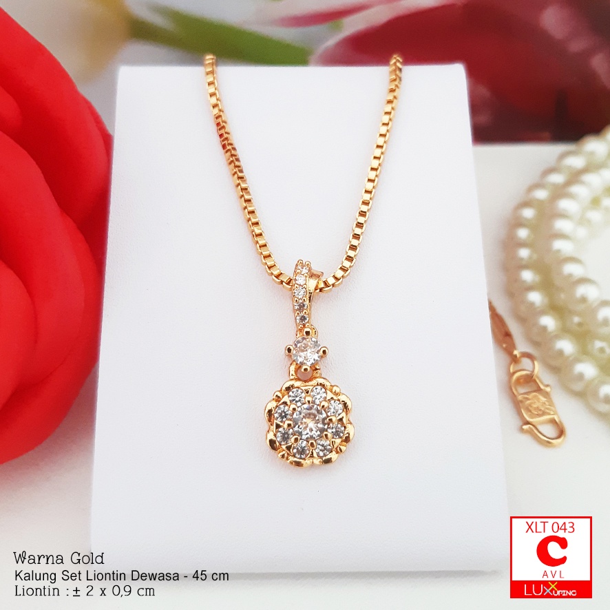 XLT 043 Kalung Set Liontin Mata Zirkon Perhiasan Lapis Emas 18K Aksesoris Xuping Panjang Luxx Xuping