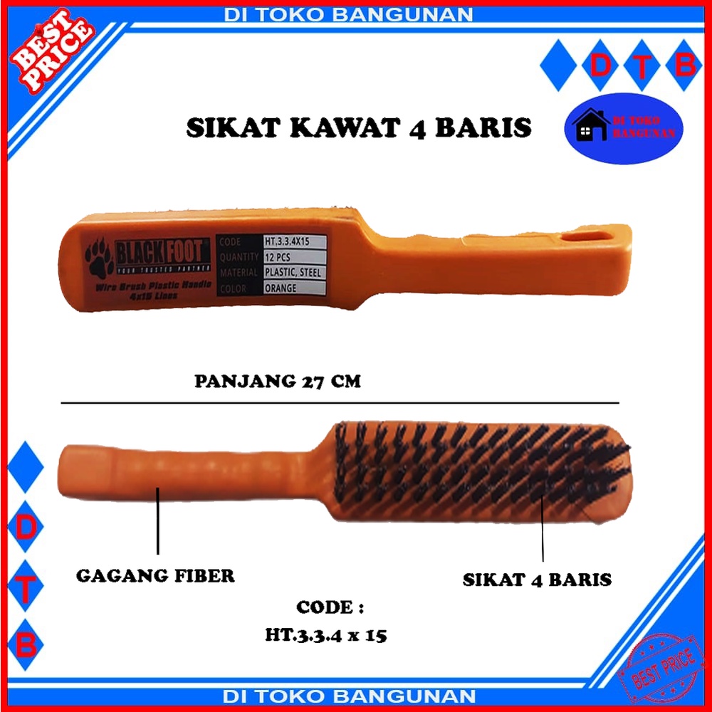 Sikat Kawat Blackfoot Gagang Fiber 4B - 5B- 6B Pembersih Karat