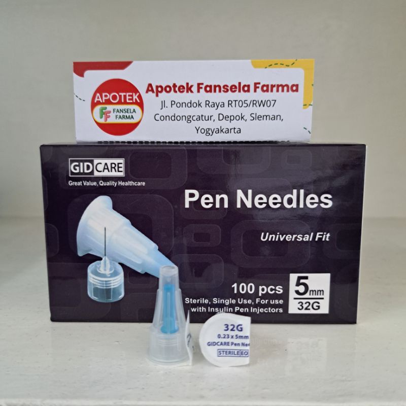 Jarum Insulin Gidcare 5mm 32G universal fit Biru