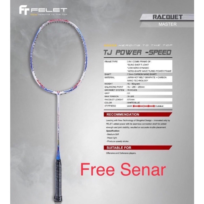 Raket Badminton Felet TJ Power Speed / Control/ Power