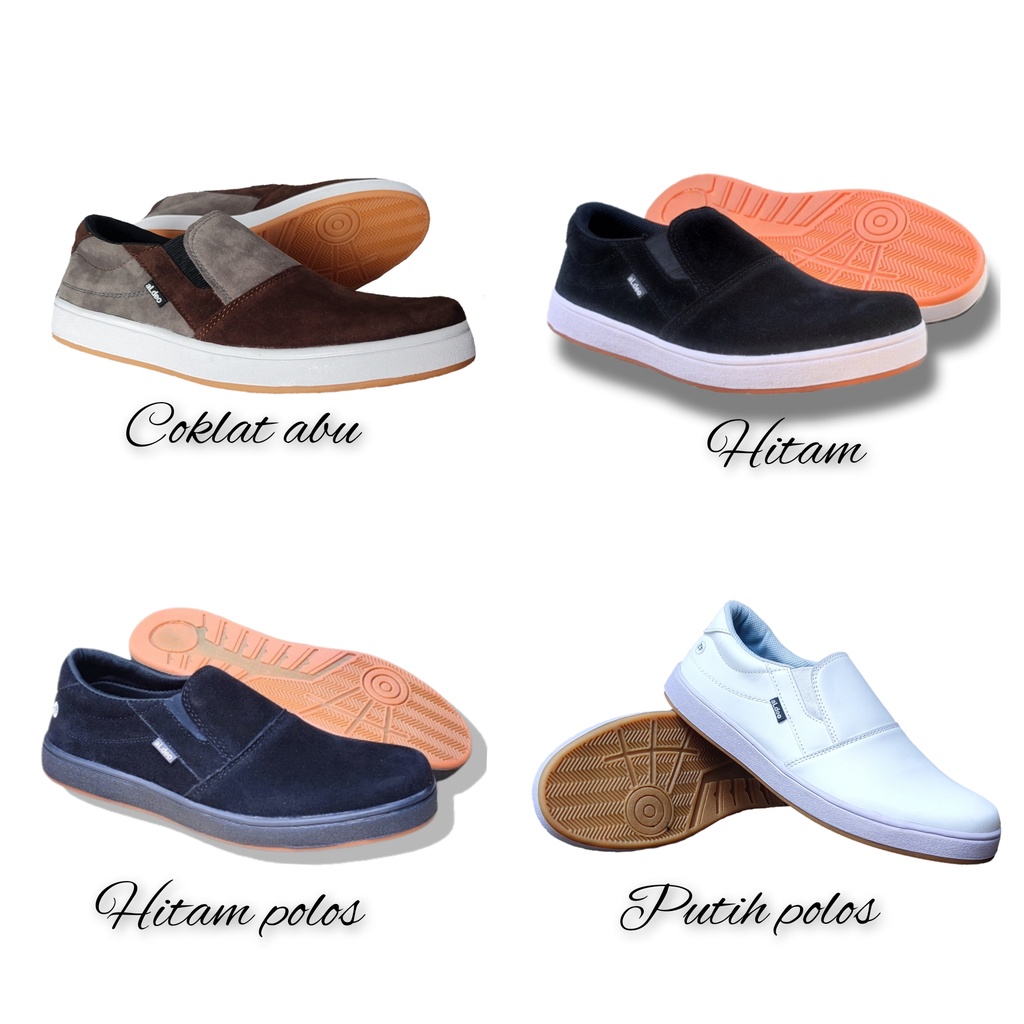 ALDEO H20 Sepatu Pria Casual Slip On Cowok Tanpa Tali Original Lokal Slop Santai Hitam Putih