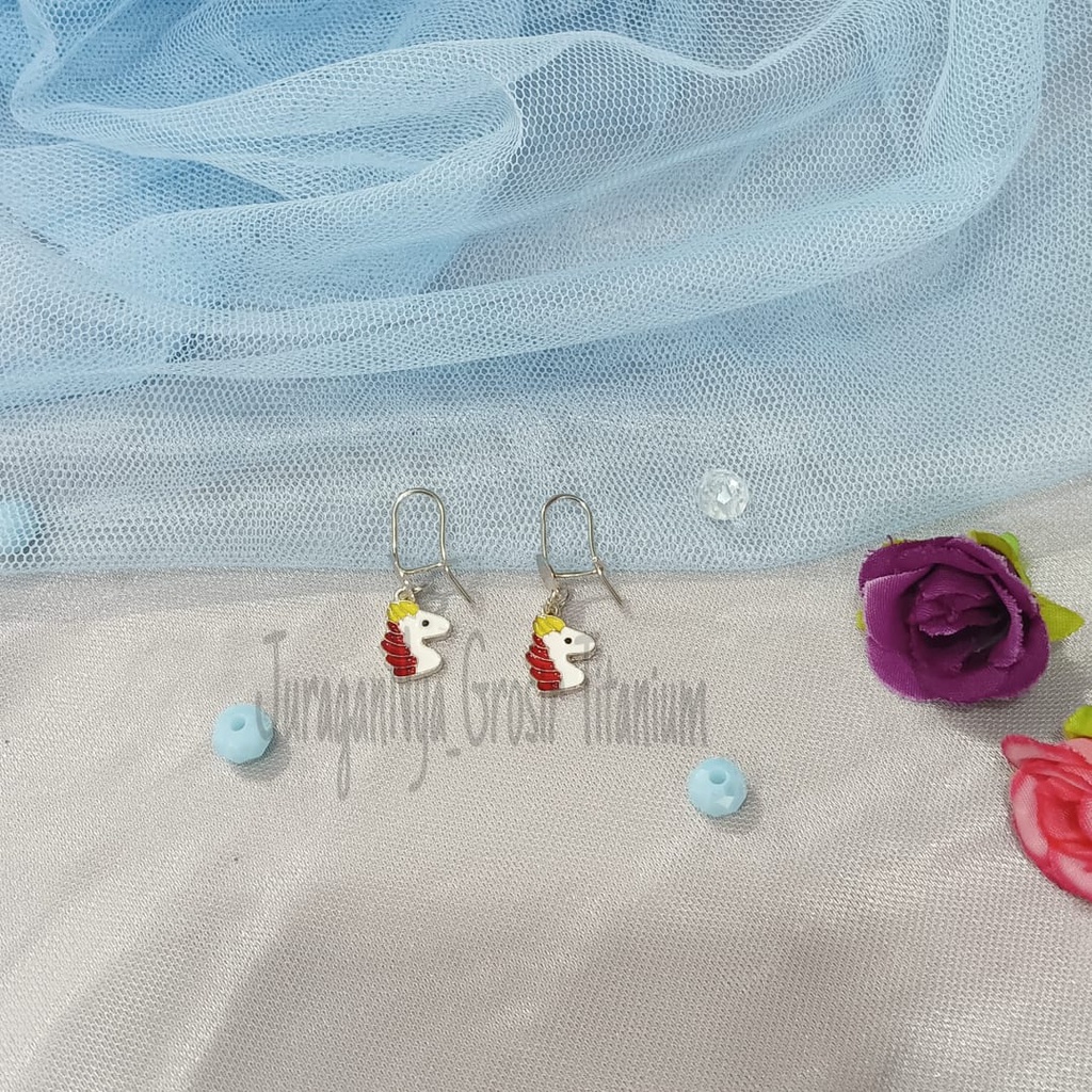 TITANIUM ANTING JURAI SILVER KARAKTER ANAK STYLE KOREA SUPER ELOK ANTIK ANTI KARAT&amp;ANTI LUNTUR