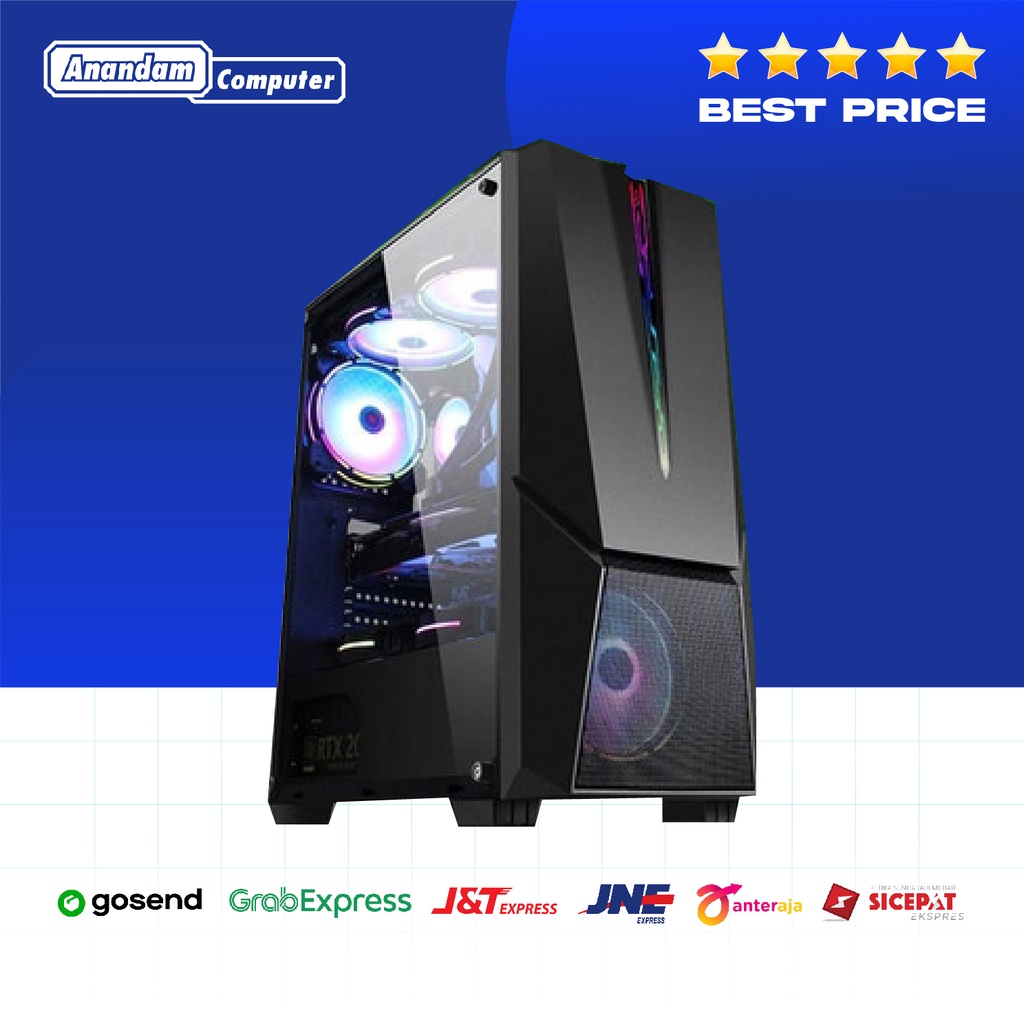 Jual Power Up Raptor Include Fan Led Casing Pc Gaming Black