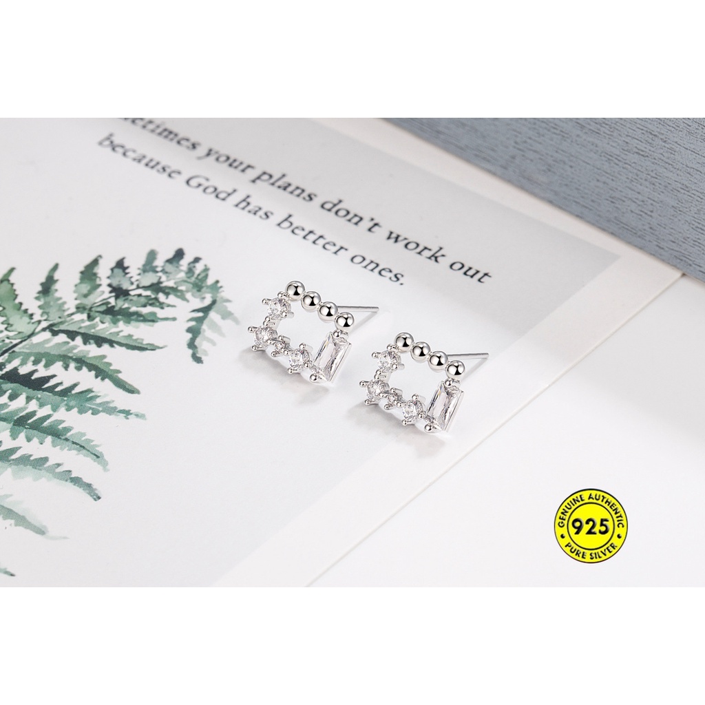 Anting Tusuk Retro Simple Bentuk Persegi Hias Manikmanik Bulat Untuk Wanita U1080