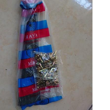 spoke ruji jari jari sepeda ukuran 700c nipple panjang pendek warna hitam