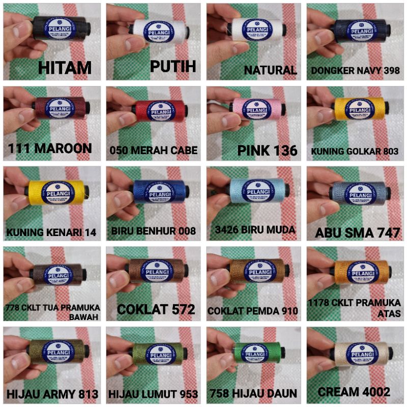 Benang Jahit 40/2 500 yard per Lusin (12 pcs) 100% Spun Polyester Super Quality Toyolon Yamalon Extra Pelangi