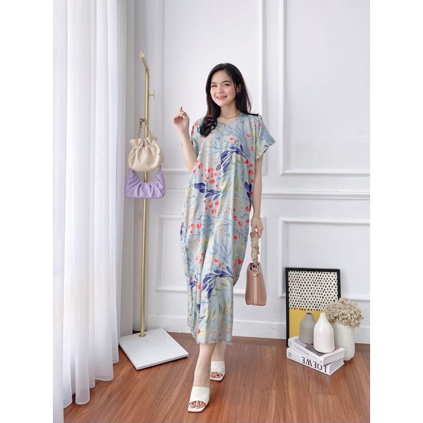 DASTER SMK HD.ID MOTIF BUNGA RAYON PANJANG LENGAN PENDEK BAHAN KEKINIAN