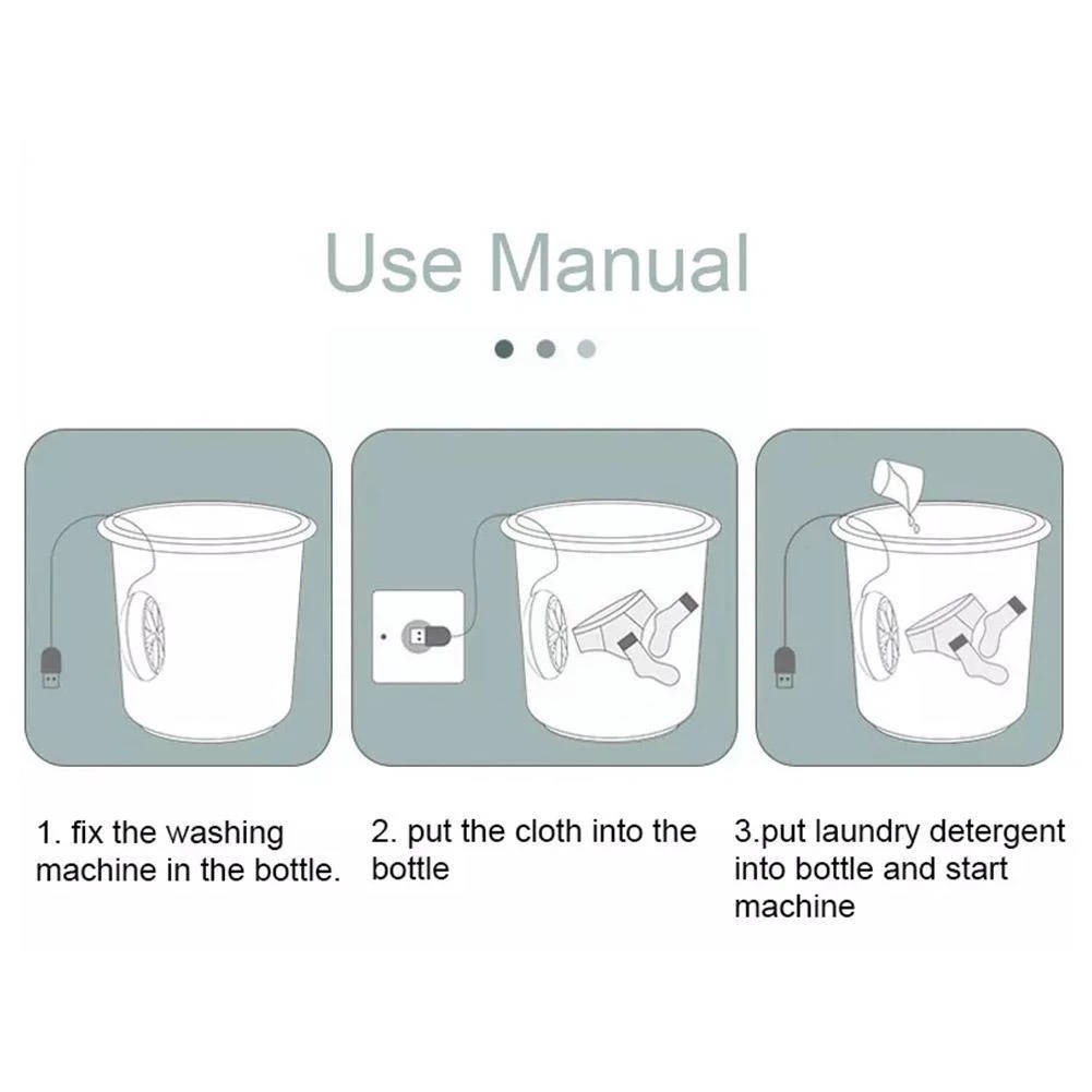 1 Set Mesin Cuci Turbo Ultrasonik Mini Portable Tenaga USB Untuk Pakaian Dalam / Kaos Kaki