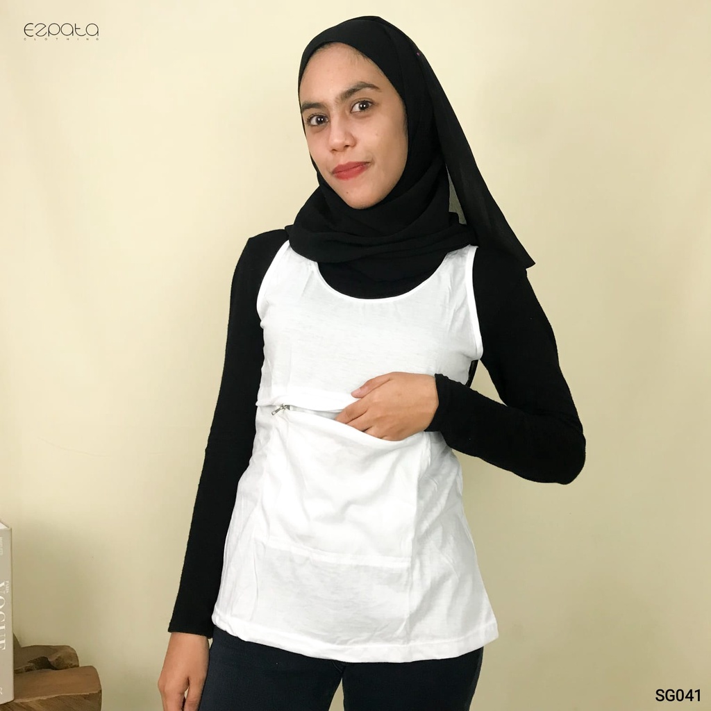 Ezpata Kaos Singlet Resleting Kantong Depan Perlengkapan Haji Umroh Unisex Dewasa Pria Wanita L-XXL Termurah Kualitas Terbaik