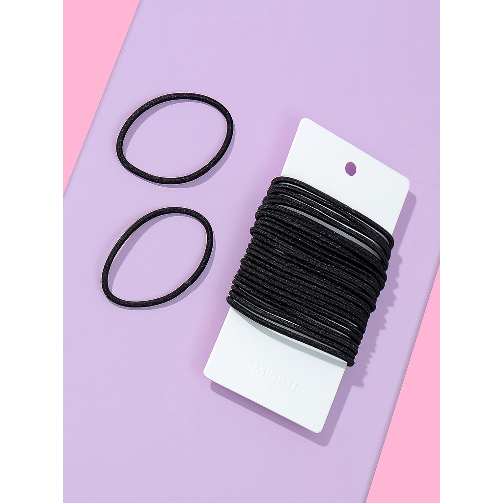 COD BALI DENPASAR MINISO Karet Hitam Black Hair Ties Miniso Basic Rubber Band 30pcs 40pcs Ikat Rambu
