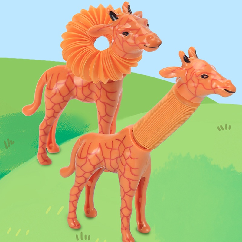 Mainan Puzzle Tabung Stretching Motif Kartun Hewan Jerapah Untuk Anak