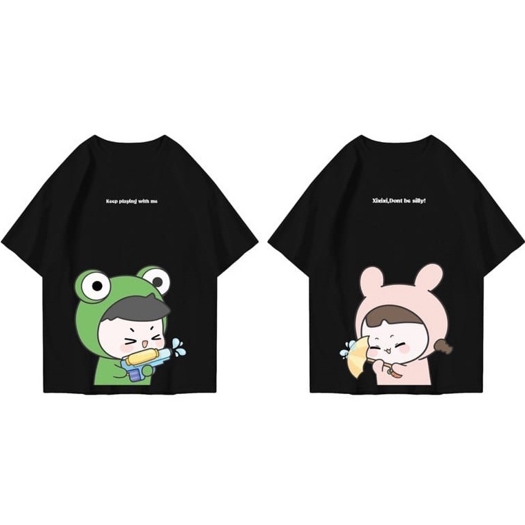 Kaos Couple Pasangan Anime Lucu /  Atasan Kaos Distro Couple Playing Together