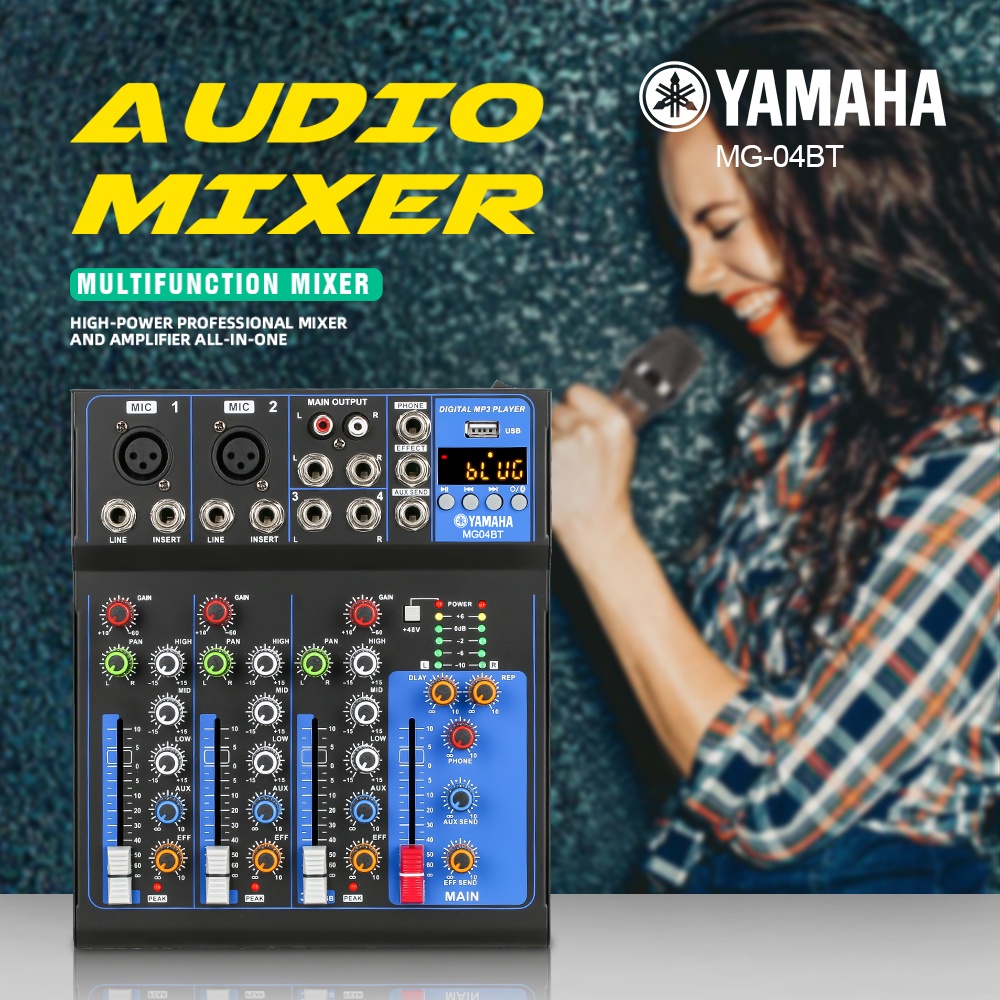 AUDIO MIXER YAMAHA mixer profesional 4-channel MG04BT mixer USB penguat sinyal Penguat KTV penguat kinerja panggung penguat kinerja panggung