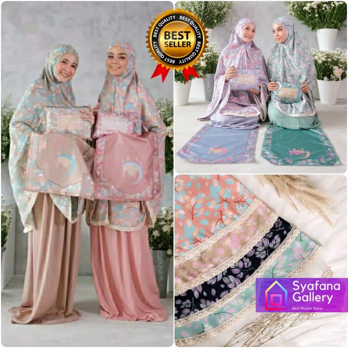 PROMO BISA COD MUKENA DEWASA Mukena Alina Katun Rayon Dewasa Pouch Traveling Khadijah + Set Sajadah 