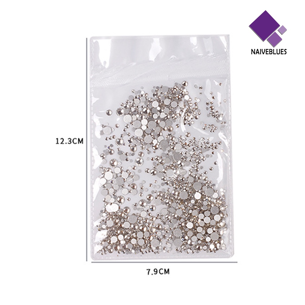 Naiveblue 1440Pcs / Kantong Berlian Imitasi Alas Datar Ringan Untuk Dekorasi Nail Art DIY
