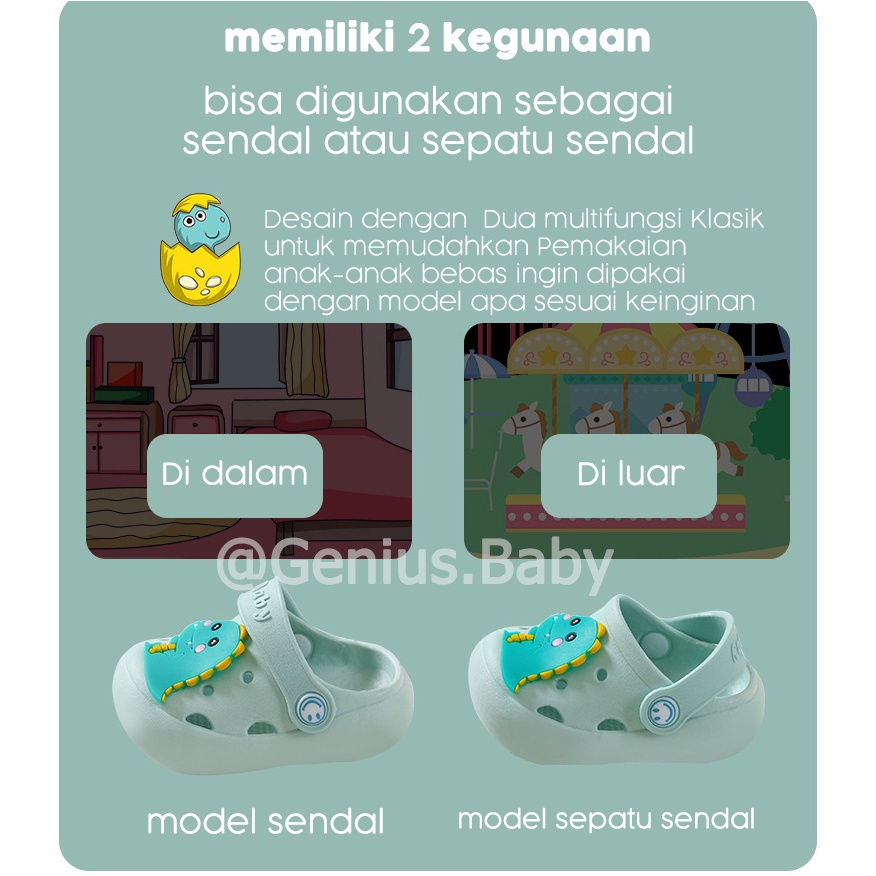 EVA Sendal Slip Anak Sendal Sandal Anak Perempuan Baby Sepatu laki-laki NEW Dino Lucu Motif Kartun Hewan Untuk Sandal Jelly Baim Bayi Sandal Selop Anak