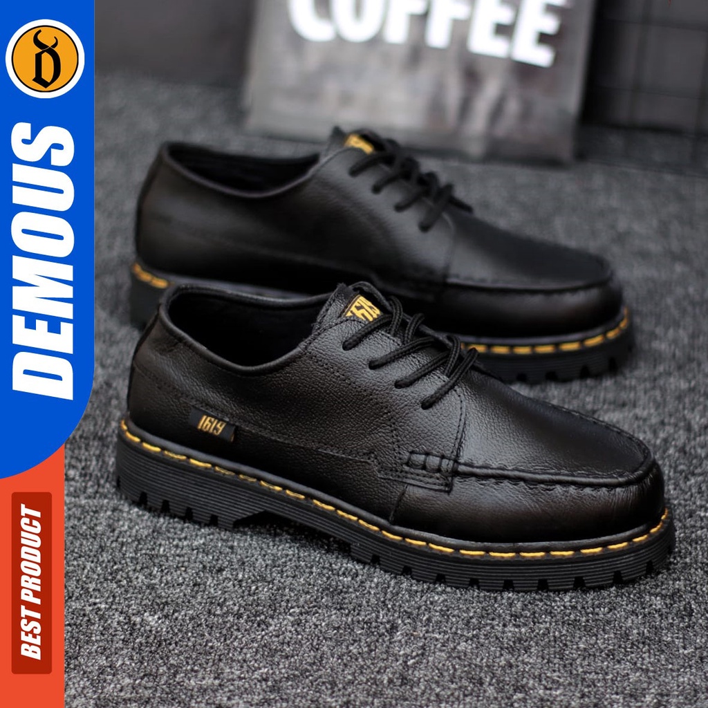 DEMOUS Gon - Sepatu Formal Pantofel Kulit Asli Docmart Low Boots Kerja Pria