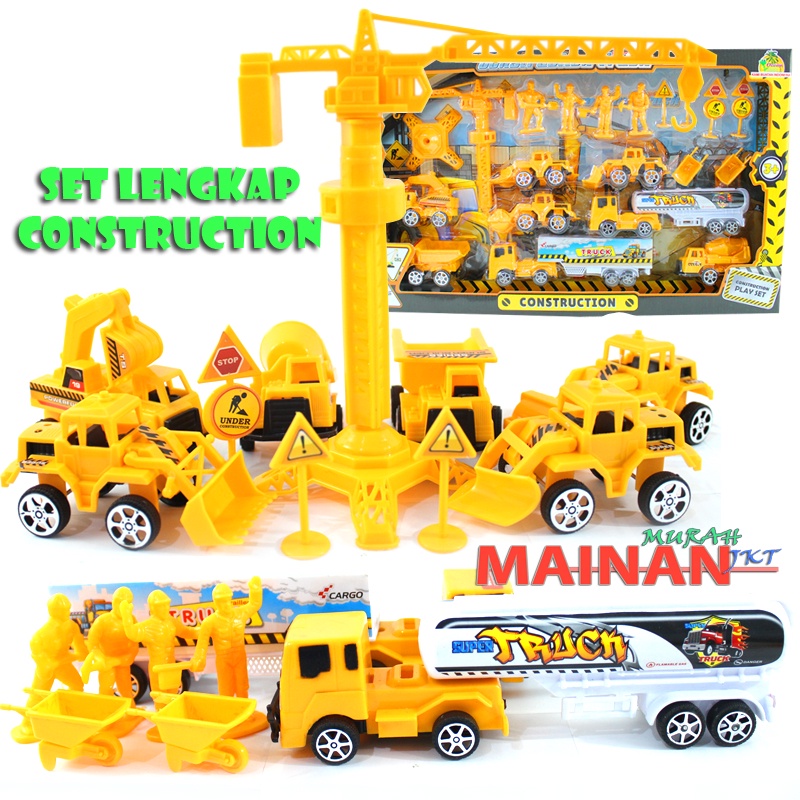 MAINANKEI MAINAN ANAK MURAH CONSTRUCTION TRUCK PLAY SET OCT6368 MAINAN ANAK PROJECT CITY CONSTRUCTION TRUCK LENGKAP