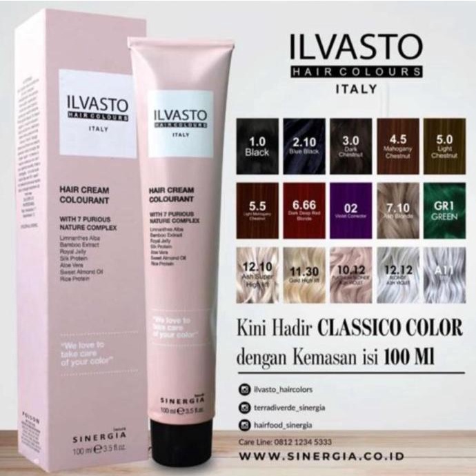 ( 3 ) SINERGIA Ilvasto Hair Color classico 100ml semir / cat rambut
