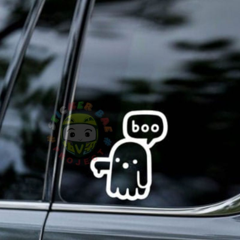 Stiker emot hantu boo cuting sticker variasi dan accesoris motor helm mobil