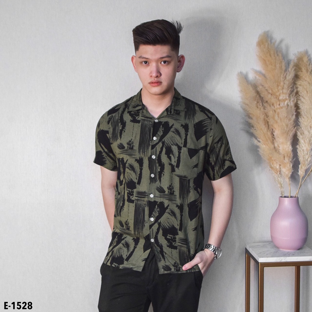 MENFASHIONHOUSE Kemeja Pria Lengan Pendek Cowok Motif Printing Hawai Hawaiian Shirt