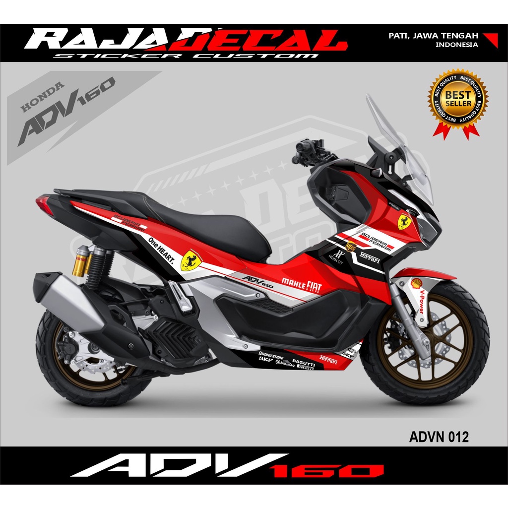Modifikasi Honda ADV 160 2022-Stiker Dekal ADV 160 Disain Motif Ferrari ADVN 012