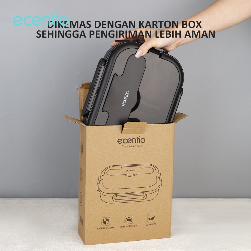 ecentio lunch box stainless /Kotak Makan 4 Sekat Tahan Panas Dan Anti Tumpah tempat makan