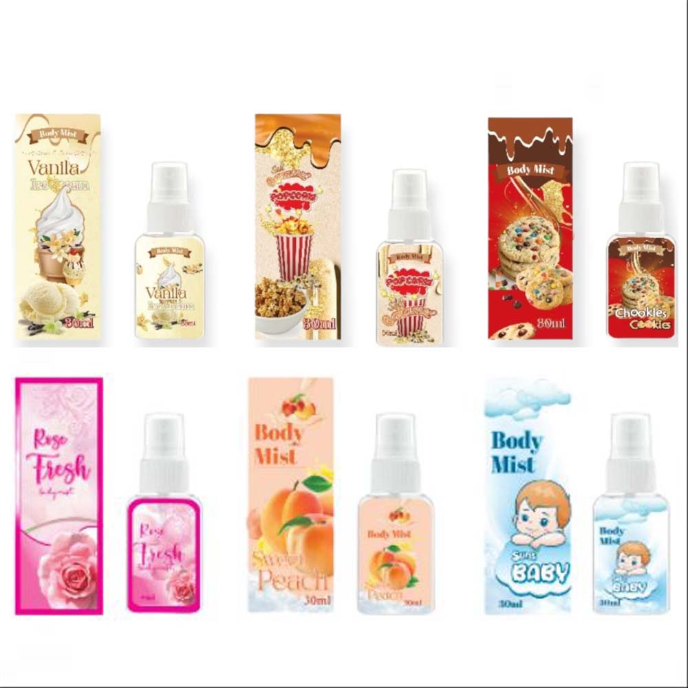 Kanzo - Paket Hemat 25 Pcs Body Mist 30ml / Paket Hemat 25 Pcs Parfum Popcorn 30ml / Parfum Pria &amp; Wanita Tahan Lama