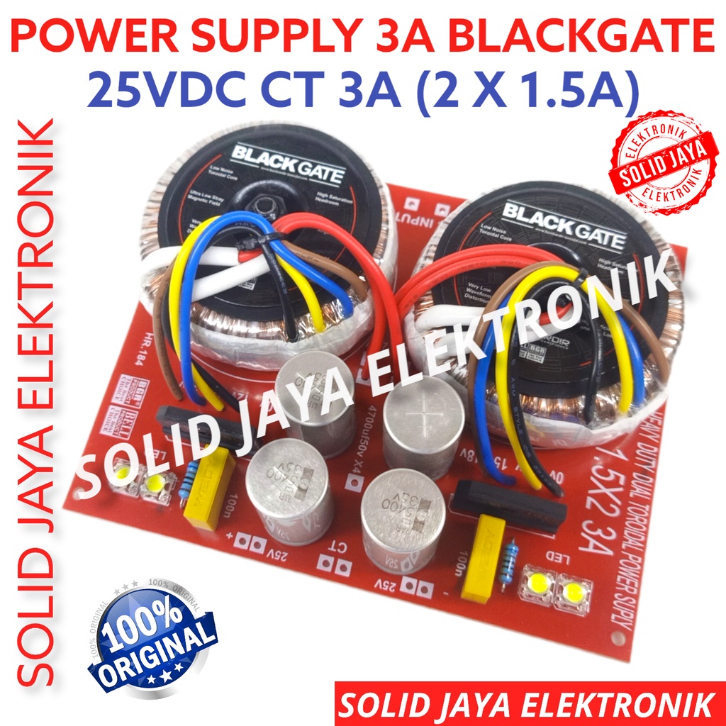 TRAFO POWER SUPPLY 3A 25V CT BLACKGATE MURNI TRAVO REGULATOR PSU 3 A AMPER 25VDC CT 25 VOLT MURNI TOROID DONUT 2X1.5A 3AMPER 2 X 1.5A MURNI SUPLY DC BELL BGR ORI ORIGINAL ASLI