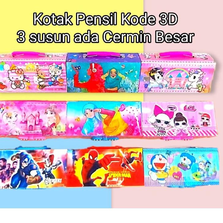 

Paling Bagus--Kotak Pensil Kode karakter 3D TANPA LAMPU 3 SUSUN ada Cermin