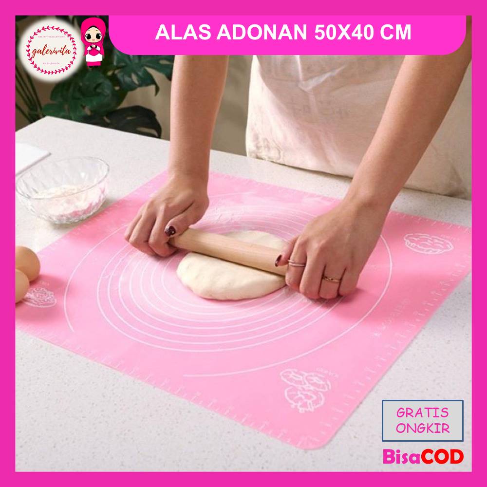 Alas Adonan Tepung Kue 50 x 40 Cm / Talenan Silikon Anti Lengket / Talenan Serbaguna Food Grade