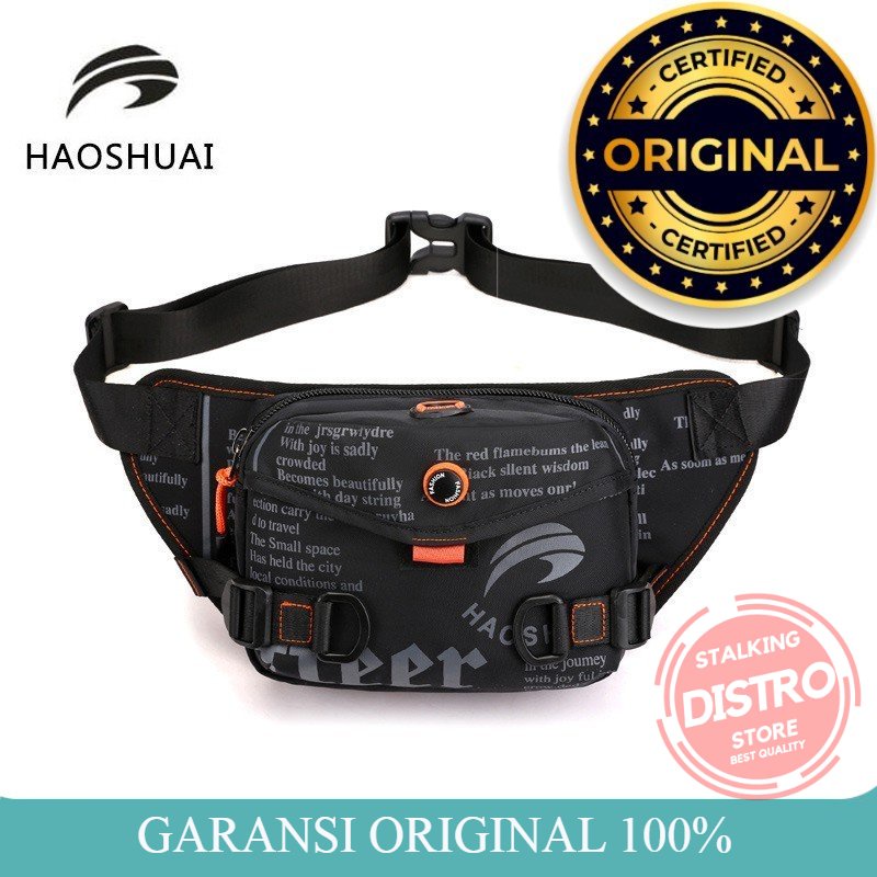 Tas Selempang Pria HAOSHUAI 5129 ORIGINAL WaistBag  Pria Tas Selempang Pria Waterproof