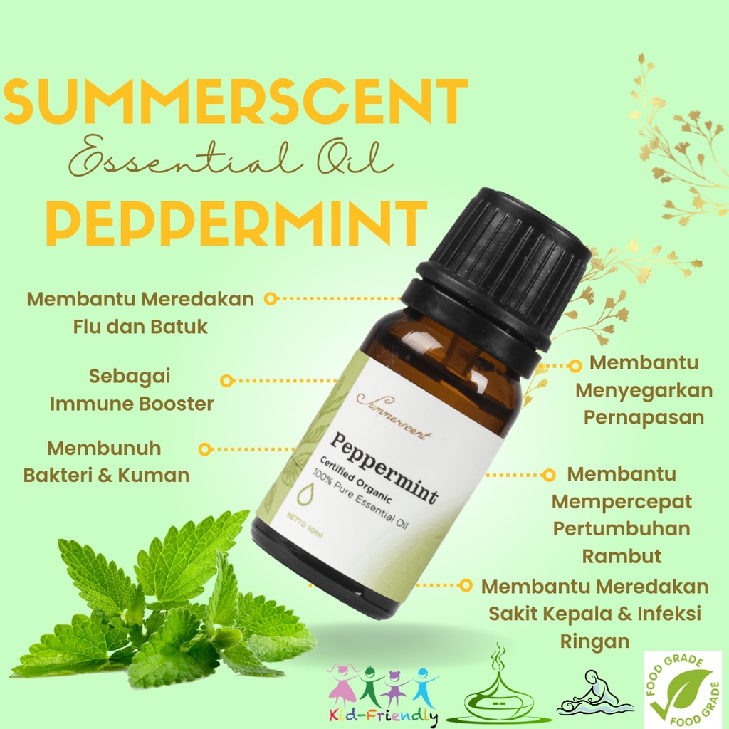 SUMMERSCENT Essential Oil Aromatherapy Aroma PEPPERMINT Pengharum Ruangan Esential Oil Aromaterapi