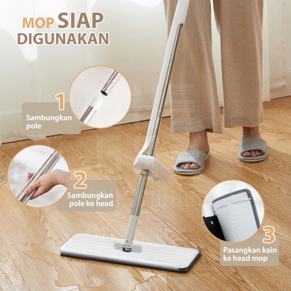 HUGO Alat Pel Lantai Ultra Mop Acline - Pel Lantai Tarik Putih Handsfree