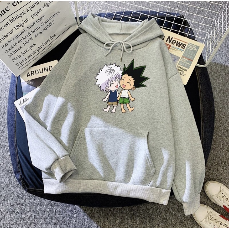 Gon Killua ANIME Jumper Hoodie II Sweater Hoodie Anime II Sweter Oblong Topi II SIZE M - XL ( Pria &amp; Wanita / Anak &amp; Dewasa )
