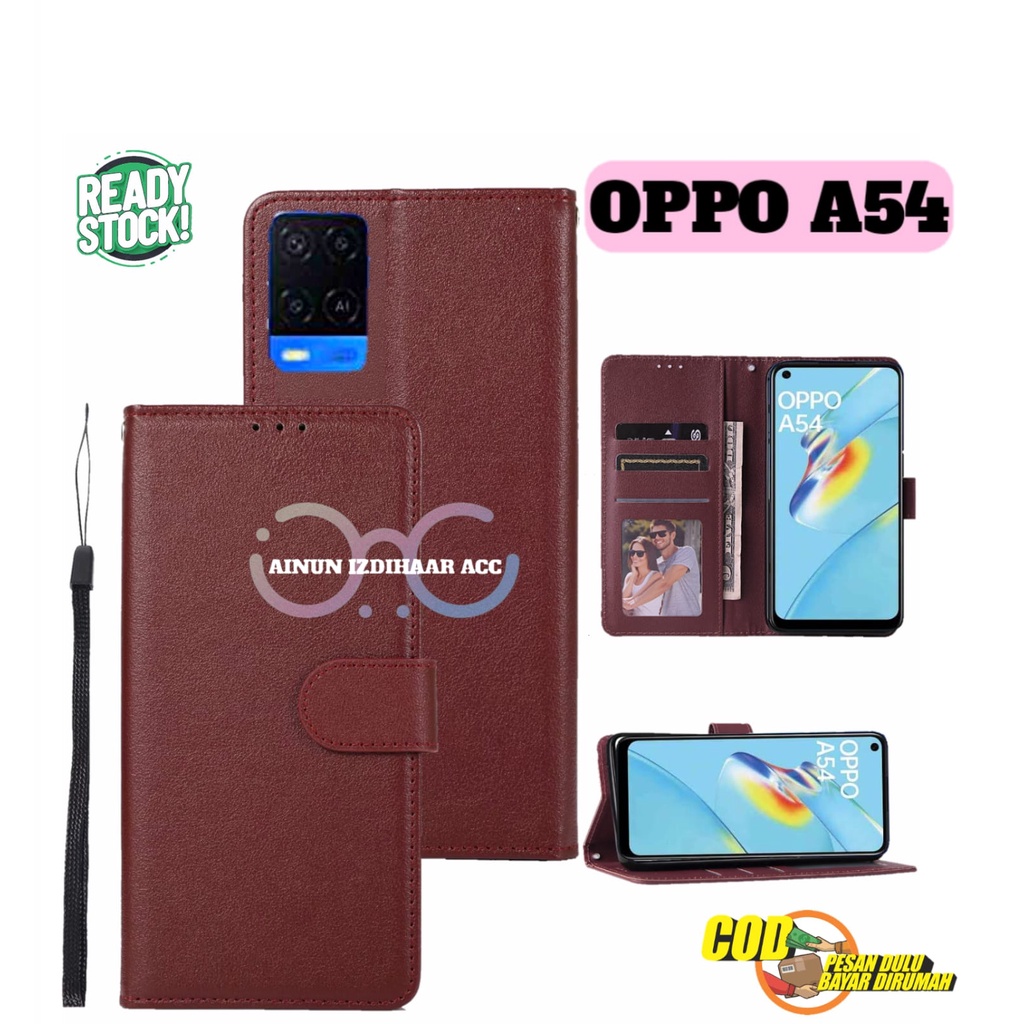 Flip Case Oppo A54 Flip Dompet Casing HP Flip Wallet Leather Cover