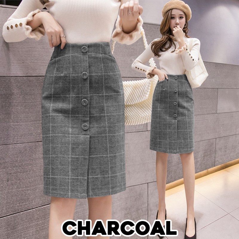KARAKOREA 1188 Pocket Midi Banding Heejin Skirt/Rok Midi/Korean Women Skirt/Rok Korea Skirt