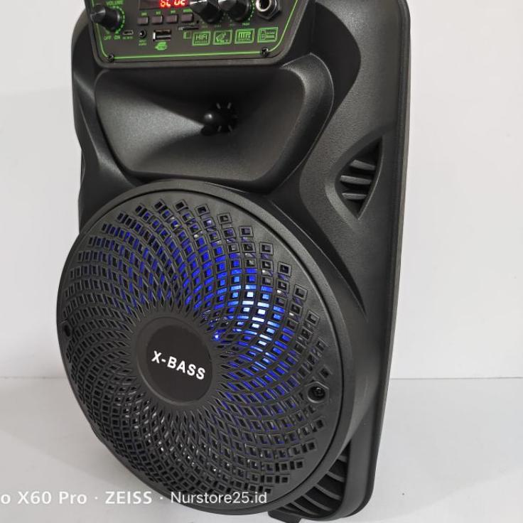 Sale Oke--Speaker Bluetooth FLECO F-8808LED X-BASS 8,5 Inch Bonus Microphone Kabel Karaoke Remot Con