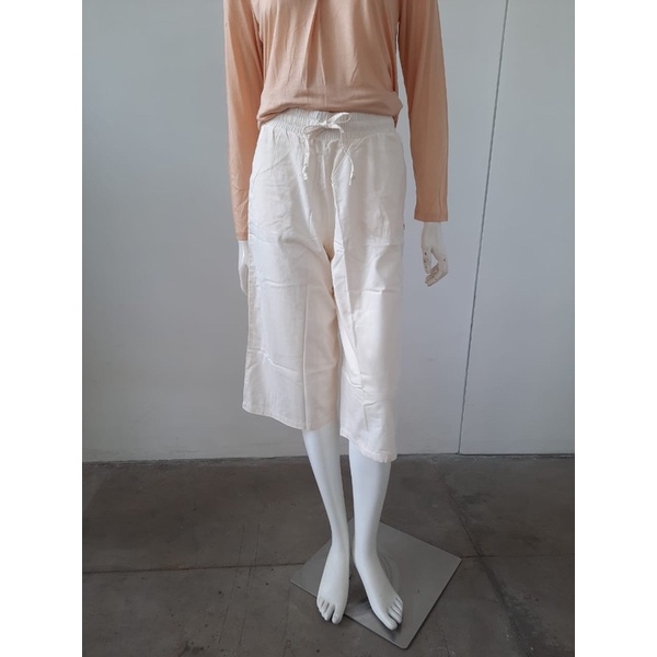 Corniche Wide Crop Pants Off White - TH90215 (panjang 3/4)