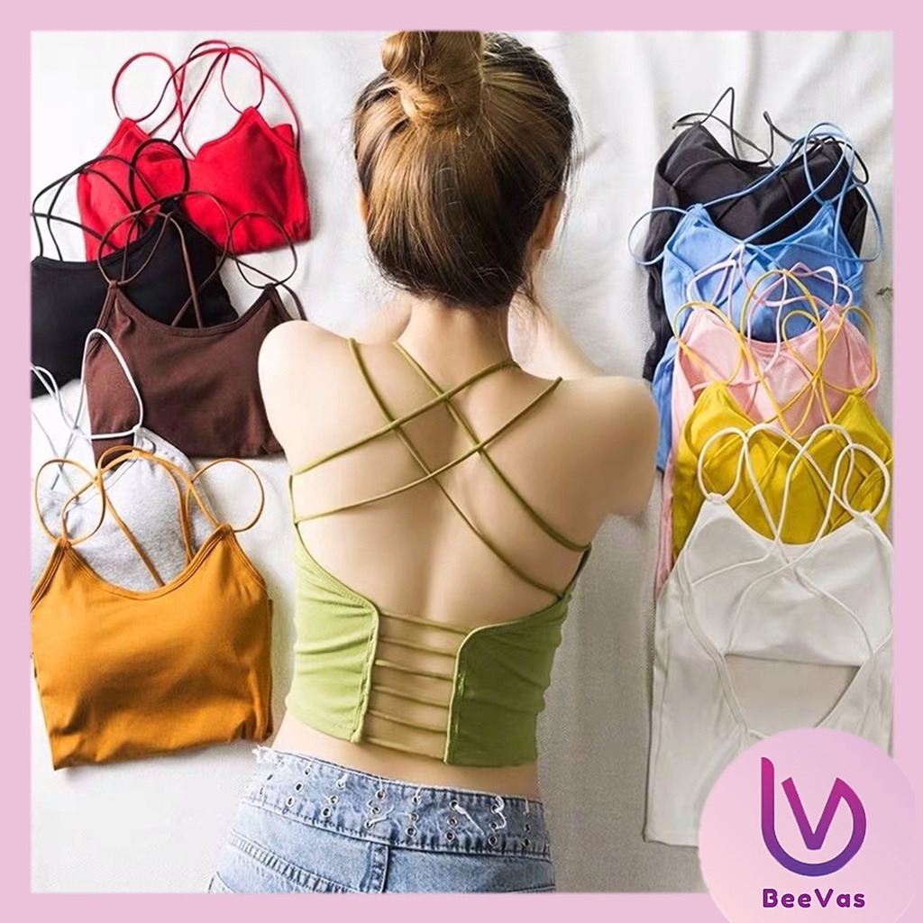 BV.ID BR921 TANKTOP BRA OLAHRAGA PUSH UP WANITA TANPA KAWAT TALI SILANG ELASTIS SEXY IMPORT