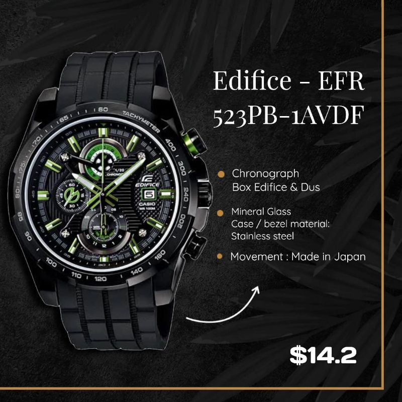 Jam Tangan Pria Casio Edifice EFR-523 PB Rubber Strap