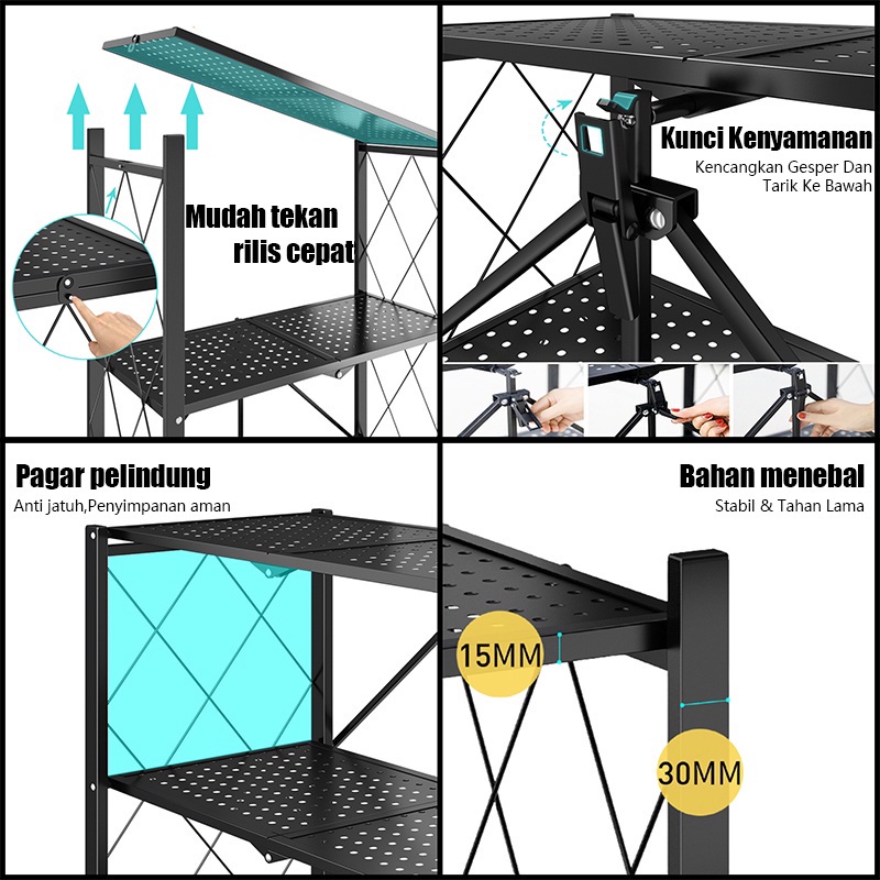 CEO Rak Dapur Portable Rak Lipat Portable Rak Dapur Tanpa Instalasi