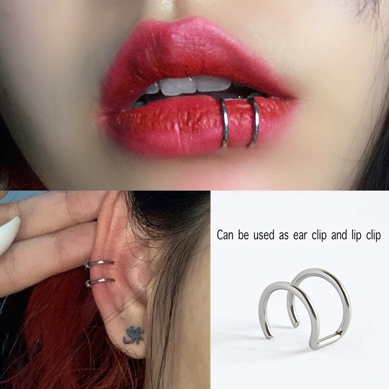 Anting Klip Tanpa Tindik Bahan Titanium Steel Gaya Hip Hop Untuk Unisex