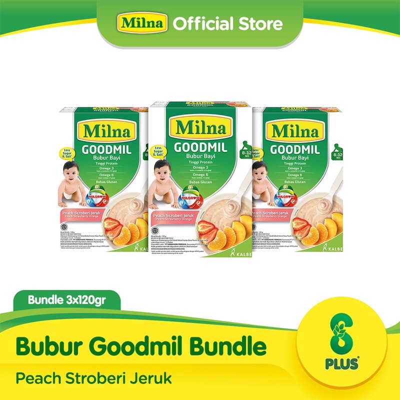 Milna Goodmil 8+ Peach Strawberry Jeruk 120G (3 Pack)